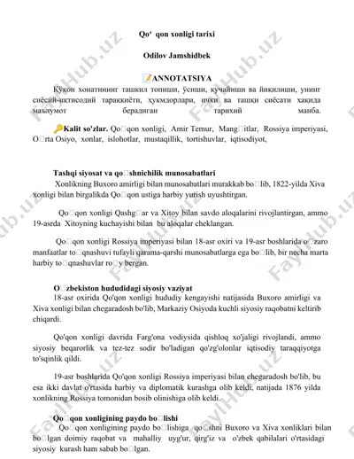 qoʻqon xonligi tarixi — DOCX
