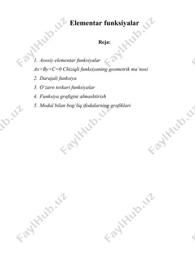 elementar funksiyalar — DOC
