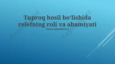 tuproq hosil boʻlishida relyefning roli va ahamiyati — PPTX