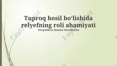 tuproq hosil bo‘lishida relyefning roli ahamiyati — PPTX