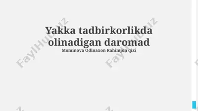 yakka tadbirkorlikda olinadigan daromad — PPTX