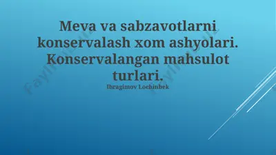 meva va sabzavotlarni konservalash — PPTX