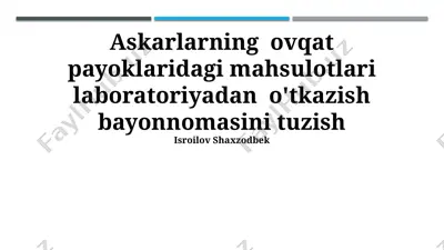 harbiylar ratsionidagi oziq-ovqat mahsulotlari — PPTX