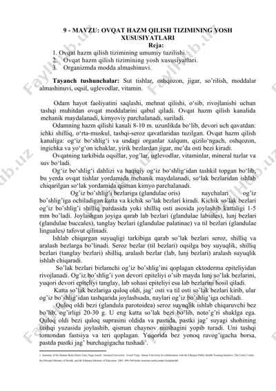 ovqat hazm qilish tizimining yosh xususiyatlari — DOCX