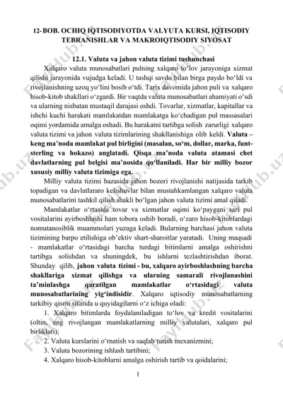 ochiq iqtisodiyotda valyuta kursi, iqtisodiy tebranishlar va makroiqtisodiy siyosat — DOCX