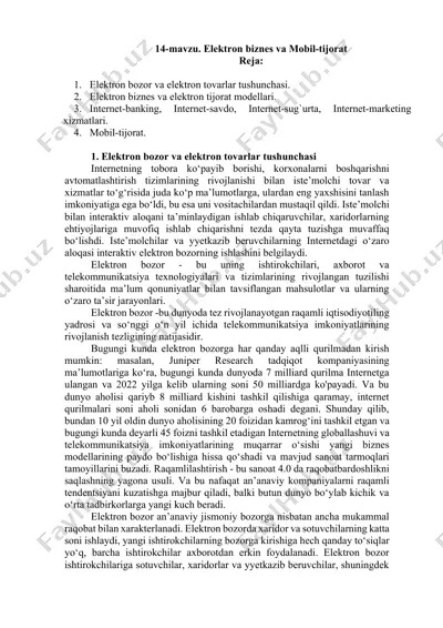 elektron biznes va mobil-tijorat — DOCX