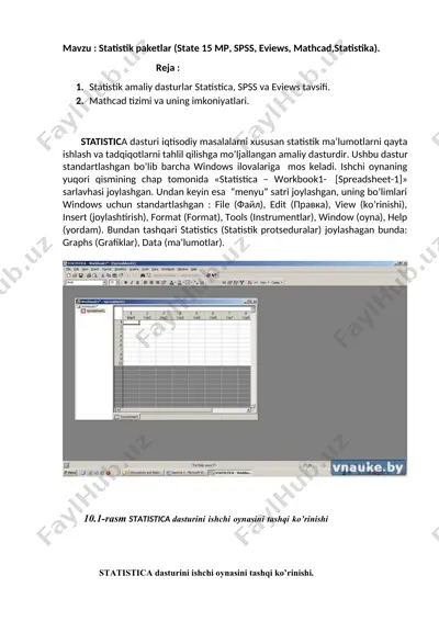 statistica va eviews amaliy dasturlari — DOCX