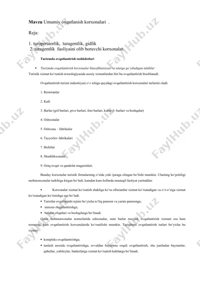 turmahsulot (turoperatorlik va turagentlik faoliyati) — DOCX