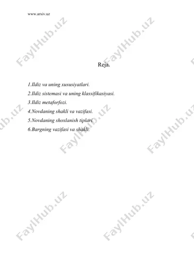 o`simliklarninig vegetativ a`zolari va ularda uchraydigan shakl o`zgarishlar (metamorfoz) — DOC