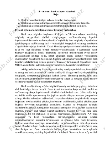 bank avtomatlashtirilgan axborot tizimlari — DOCX