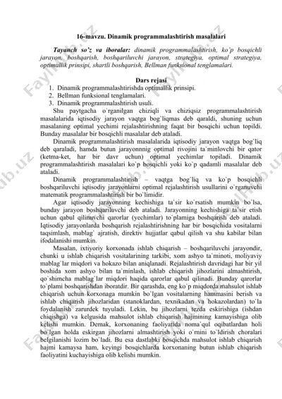 dinamik programmalashtirish masalalari — DOCX