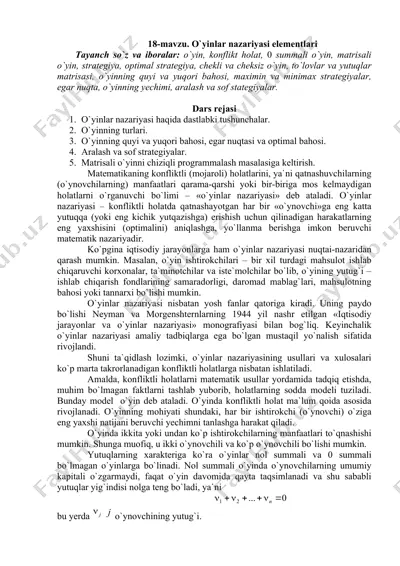 o‘yinlar nazariyasi elementlari — DOCX