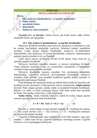 oliy moliyaviy hisoblashlar va moliyaviy renta tushunchasi — DOCX