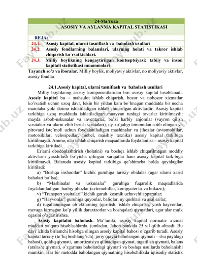 asosiy kapital, ularni tasniflash va baholash usullari — DOCX