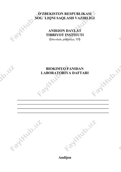 biokimyo fanidan laboratoriya daftari — DOCX