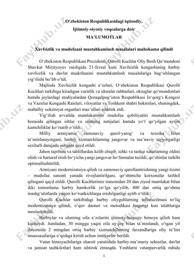 mudofaa sanoati agentligining innovatsion texnologiyalar markazi mahsulotlari — DOCX