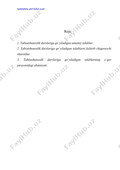 tabiatshunoslik darslariga qo`yiladigan — DOC