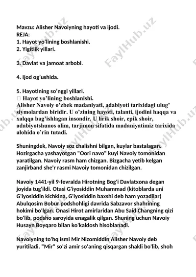 alisher navoiyning hayoti va ijodi — DOCX