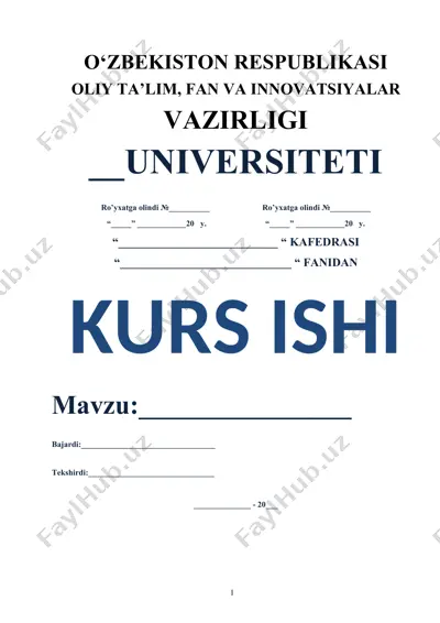 kurs ishi "oila, mahalla va ta’lim muassasalari hamkorligi" — DOCX