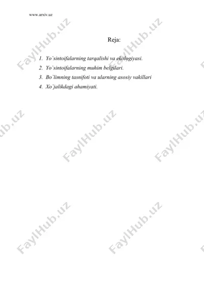 yo`sintoifalar bo`limi – bryophyta — DOC