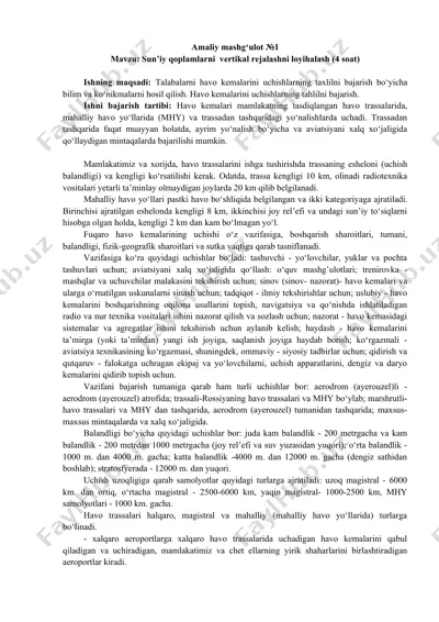sun’iy qoplamlarni vertikal rejalashni loyihalash — DOCX