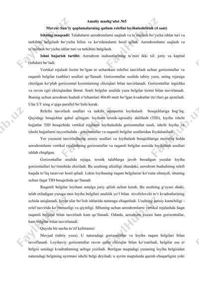sun’iy qoplamalarning qatlam relefini loyihalashtirish — DOCX