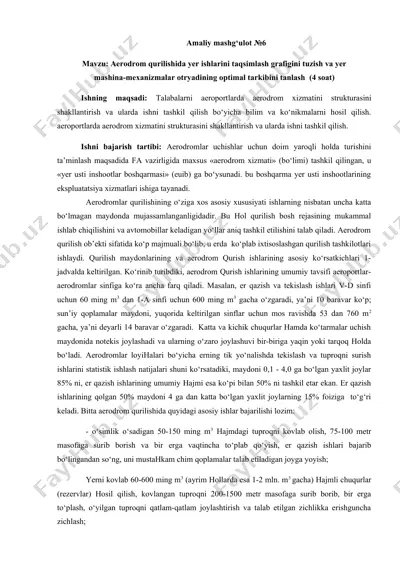 aerodrom qurilishida yer ishlarini taqsimlash grafigi va yer mashinamexanizmlar otryadining optimal tarkibi — DOCX