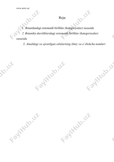 botanikadagi sistematik birliklar — DOC
