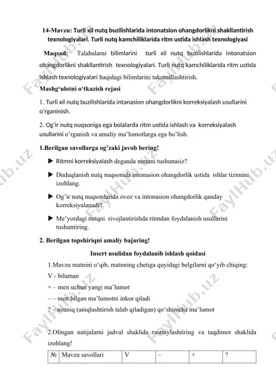 turli xil nutq buzilishlarida intonatsion ohangdorlikni shakllantirish texnologiyalari — DOCX