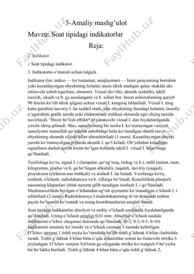 soat tipidagi indikatorlar — DOCX