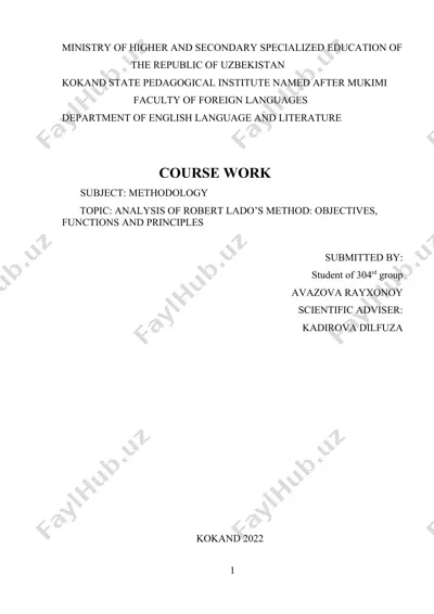 analysis of robert lado’s method: objectives, functions and principles — DOCX