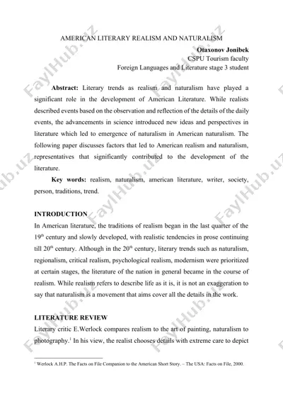 american literary realism and naturalism — DOCX