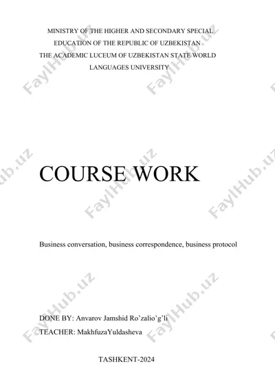 business conversation, business correspondence, business protocol — DOCX