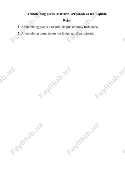 aristotelning "poetika"si va antik yunon adabiy-estetik ta'limoti — DOCX