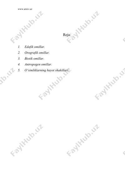 edafiк, biotiк va antropogen omillar. o‘simliкlarning hayot shaкillari — DOC