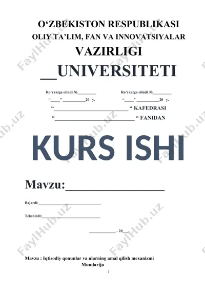 iqtisodiy qonunlar va ularning amal qilish mexanizmi — DOCX
