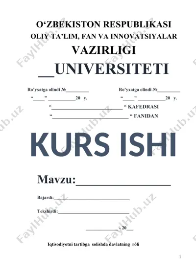 iqtisodiyotni tartibga solishda davlatning roli — DOCX