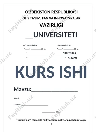 qutlug‘ qon romani kurs ishi — DOCX