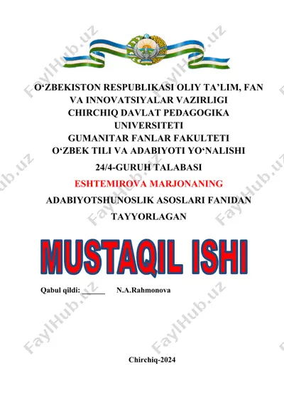 aristotelning poetik asarlarini o‘rganish va tahlil qilish — DOCX