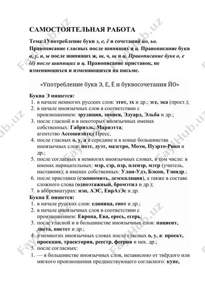 русский язык. правописание букв и приставок. самостоятельная работа — DOCX