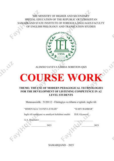 the use of modern pedagogical technologies for the development of listening competence in a2 level students — DOCX