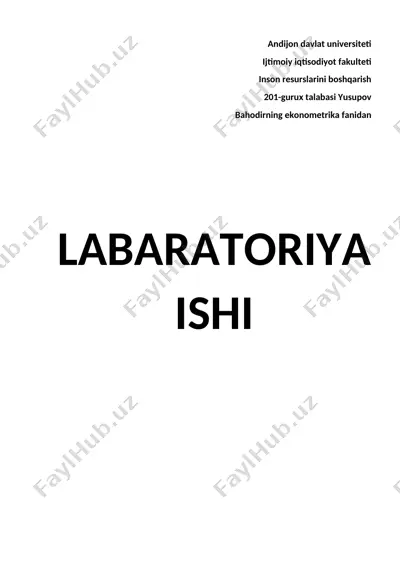 ekonometrika fanidan laboratoriya ishi — DOCX