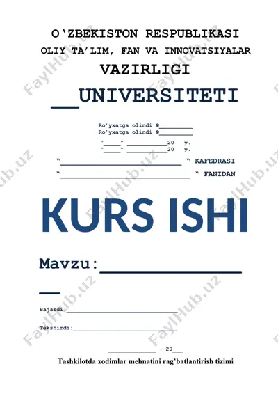 kurs ishi - tashkilotda xodimlar mehnatini rag’batlantirish tizimi — DOCX