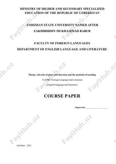 adverbs of place and direction and the methods of teaching — DOCX