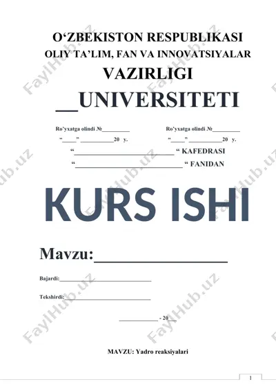 kurs ishi "yadro reaksiyalari" — DOCX