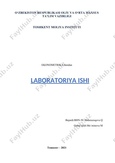 ko‘p omilli ekonometrik tahlil laboratoriya ishi — DOCX