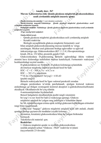 qonda glyukoza miqdorini glyukozooksidaza usuli yordamida aniqlash (nazariy qism) — DOCX