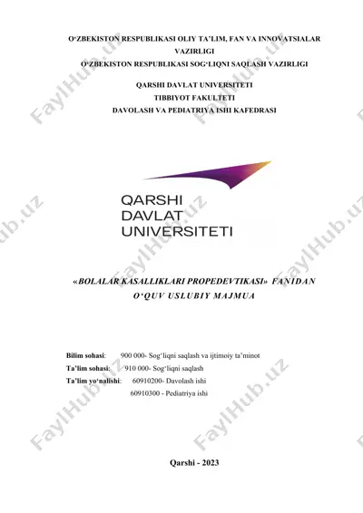 bolalar kasalliklari propedevtikasi o‘quv uslubiy majmua — DOCX
