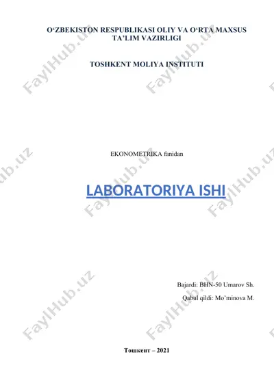 ko‘p omilli ekonometrik tahlil - laboratoriya ishi — DOCX