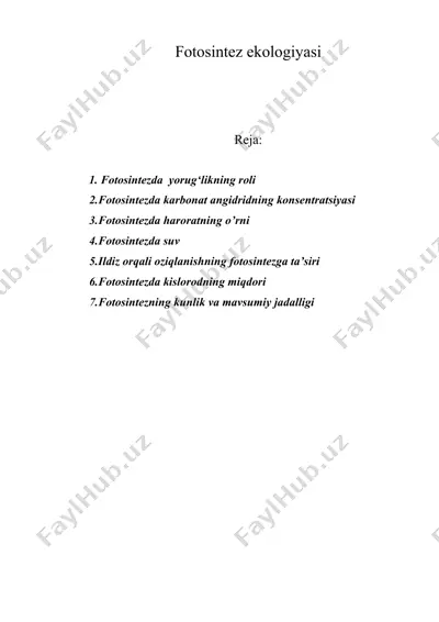 fotosintez ekologiyasi — DOC